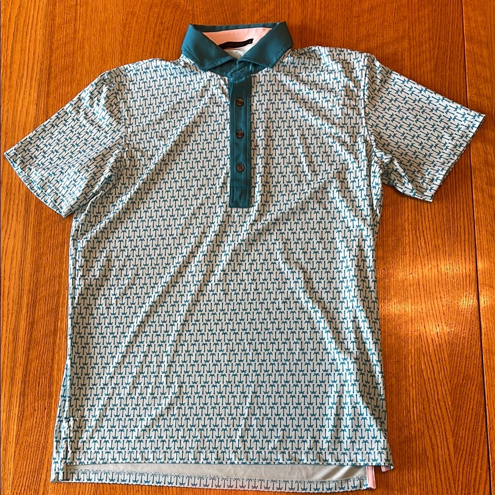 Greyson Golf Teal Patterned Men's Polo Shirt